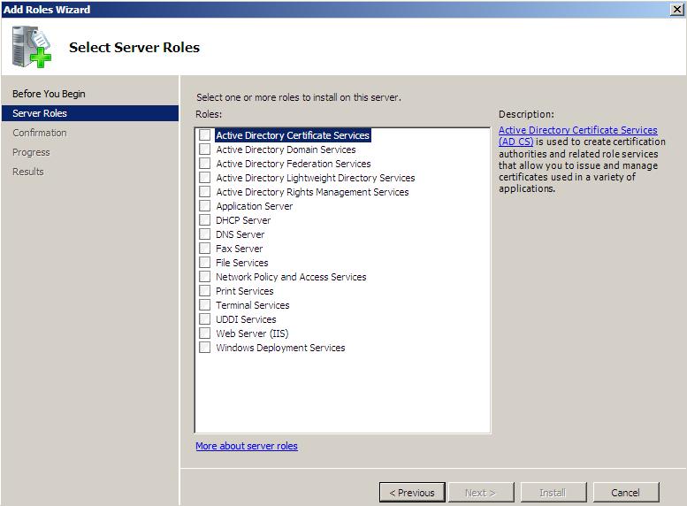 Windows 2008 Roles