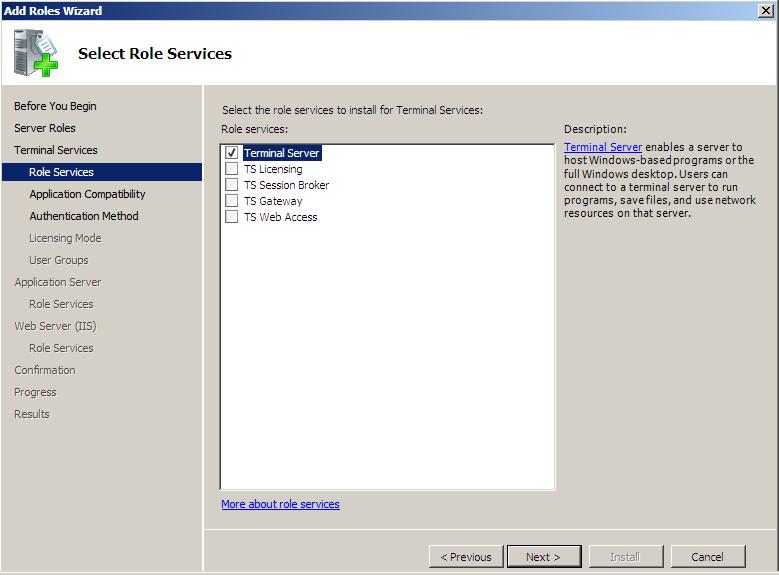 Windows 2008 roles