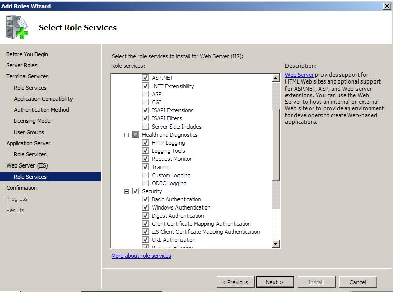 Windows 2008 roles